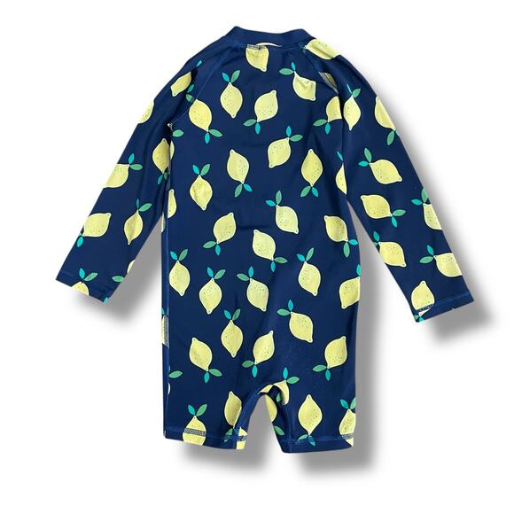 Hanna Andersson Lemon Print One-Piece Rashguard Swimsuit 3T Unisex UPF 50+ - Picture 8 of 10